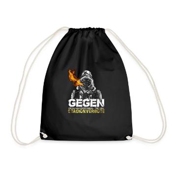 Gegen Stadionverbote Pyrotechnik Ultra Fußball - Turnbeutel - Schwarz - Vorne