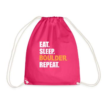 EAT SLEEP BOULDER REPEAT Climbing Climbing Wall - Drawstring Bag - fuchsia - Front