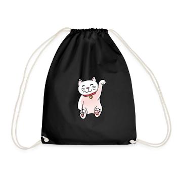 Asien Katze China Chinesisch Katzen Miau - Turnbeutel - Schwarz - Vorne