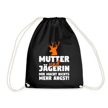 Mutter Jägerin Hirsch Jagd Geweih Jäger Wild Jagen - Turnbeutel - Schwarz - Vorne