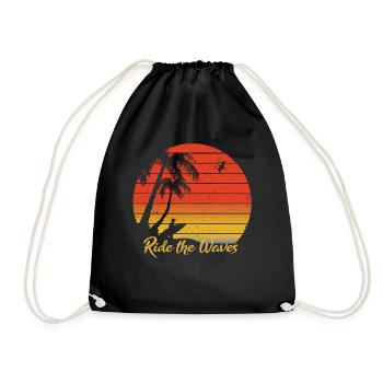 Chemises de surf rétro vintage cadeau d'amant de surf pour hommes - Sac de sport léger - noir - Devant