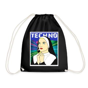 Techno Nun - Drawstring Bag - black - Front