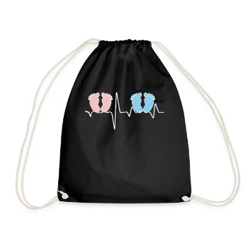 Heartbeat EKG twin mother twin father tea - Drawstring Bag - black - Front