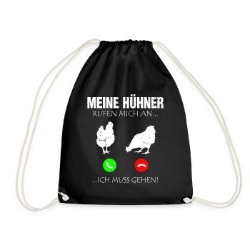 Hühner Huhn Bauernhof Hahn Bauer Ei Hühnerstall - Turnbeutel - Schwarz - Vorne