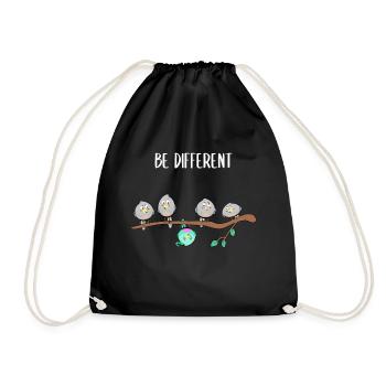 Bird - Be Different Funny Saying Conformity - Drawstring Bag - black - Front