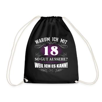 18 Jahre Geburtstag Geschenk Spruch Damen Herren - Turnbeutel - Schwarz - Vorne