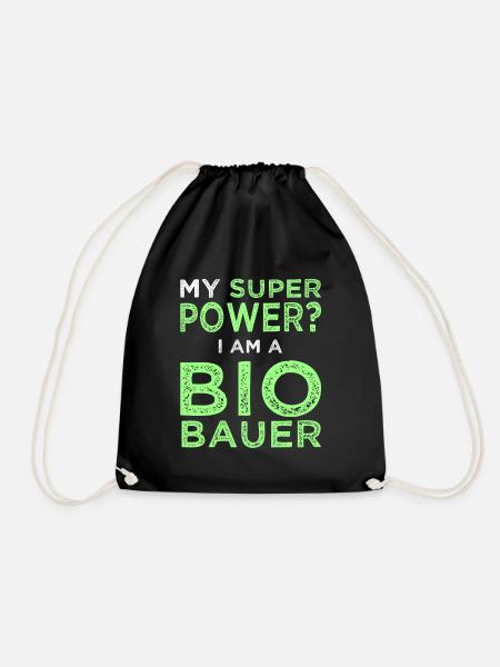 Superpower Superkraft Bio Bauer Biobauer Held Hof - Turnbeutel - Schwarz