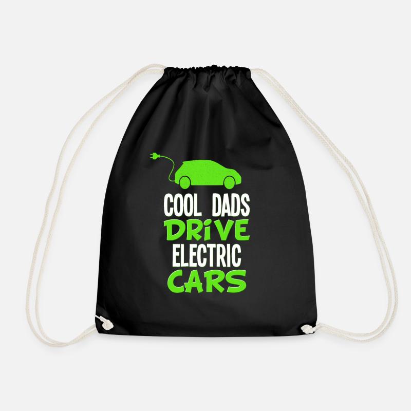 Electric car father electric car dad - Drawstring Bag - black