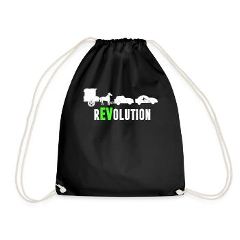 Funny electric car rEVolution electric mobility - Drawstring Bag - black - Front