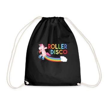 Roller Disco Einhorn Mit Rollschuhen Und Alkohol - Turnbeutel - Schwarz - Vorne