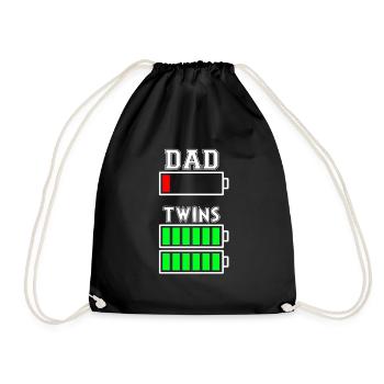 DAD TWINS - father twins - Drawstring Bag - black - Front