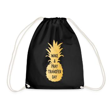 Wake & Pray Transfer Day IVF infertility - Drawstring Bag - black - Front