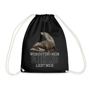 WENIGSTENS MEIN SEEHUND LIEBT MICH - Turnbeutel - Schwarz - Vorne
