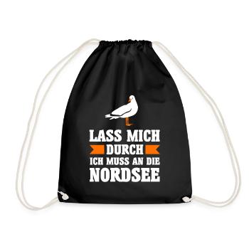 Nordsee Möwe Moin Sommer Meer Strand Küste Urlaub - Turnbeutel - Schwarz - Vorne