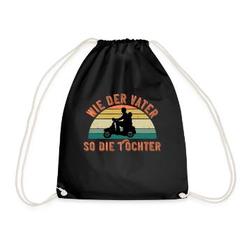 Motorroller-Fans: Wie der Vater so die Tochter - Turnbeutel - Schwarz - Vorne
