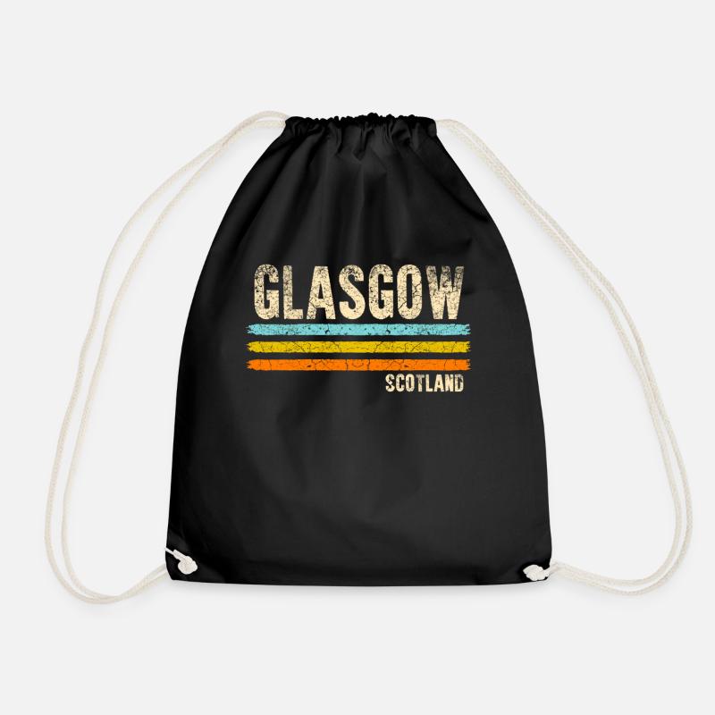 Glasgow Scotland - Drawstring Bag - black