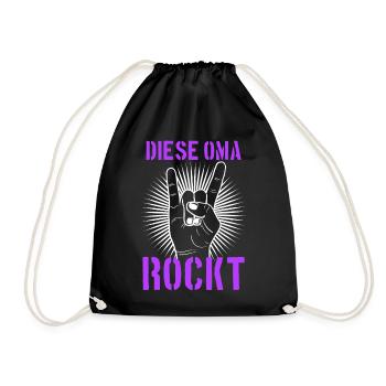 Diese Oma Rockt Großmutter Geschenk Rock Spruch - Turnbeutel - Schwarz - Vorne