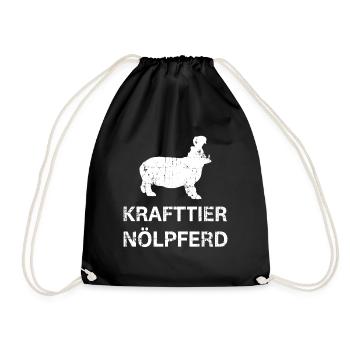Krafttier Nölpferd Nörgel Design für Pessimist - Turnbeutel - Schwarz - Vorne
