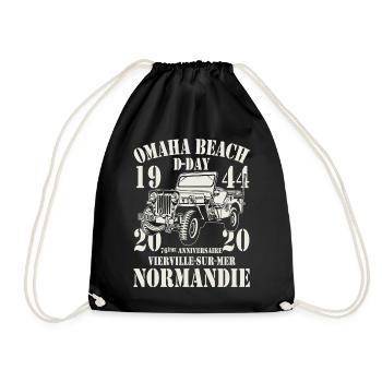 Omaha Beach D-Day 1944-2020 76th Anniversary - Drawstring Bag - black - Front
