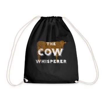 COW Whisperer Retro Vintage Gift For Farm Lover - Drawstring Bag - black - Front