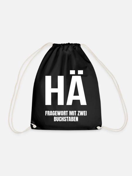 HÄ Fragewort mit zwei Buchstaben - Turnbeutel - Schwarz