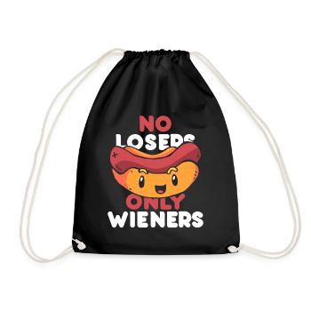 No losers only wieners - hot dog - Drawstring Bag - black - Front