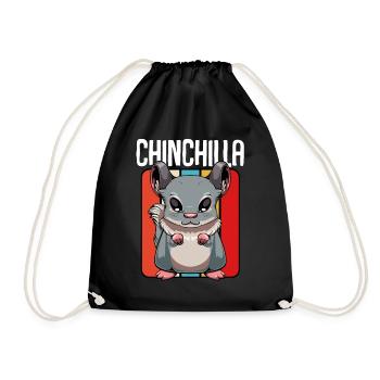 Chinchilla - Niedlich Retro Style Kawaii - Turnbeutel - Schwarz - Vorne