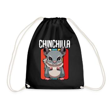 Chinchilla Pop Art Panel - Drawstring Bag - black - Front