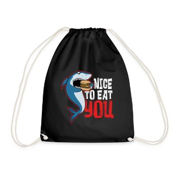Shark - Nice to eat you - Drawstring Bag - black - Front