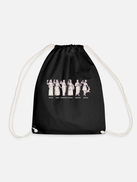 Greece Athens GREEK GODDESSES Vacation - Drawstring Bag - black