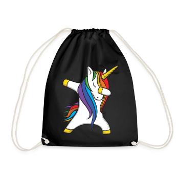 Dabbing Unicorn Einhorn - Turnbeutel - Schwarz - Vorne