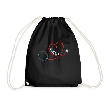 Stethoscope Dog Doctor veterinarian - Drawstring Bag - black - Front