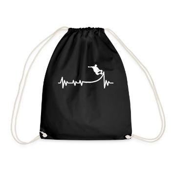 Heartbeat skater skateboard skate skating parkour - Drawstring Bag - black - Front