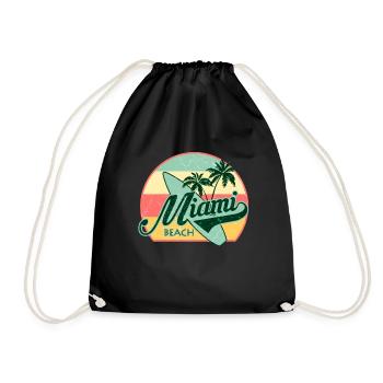 Miami Beach Sommer Urlaub USA 70s Tourist - Turnbeutel - Schwarz - Vorne