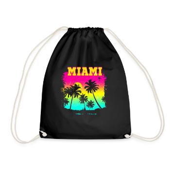 Miami Beach Sommer Urlaub USA 70s Tourist - Turnbeutel - Schwarz - Vorne