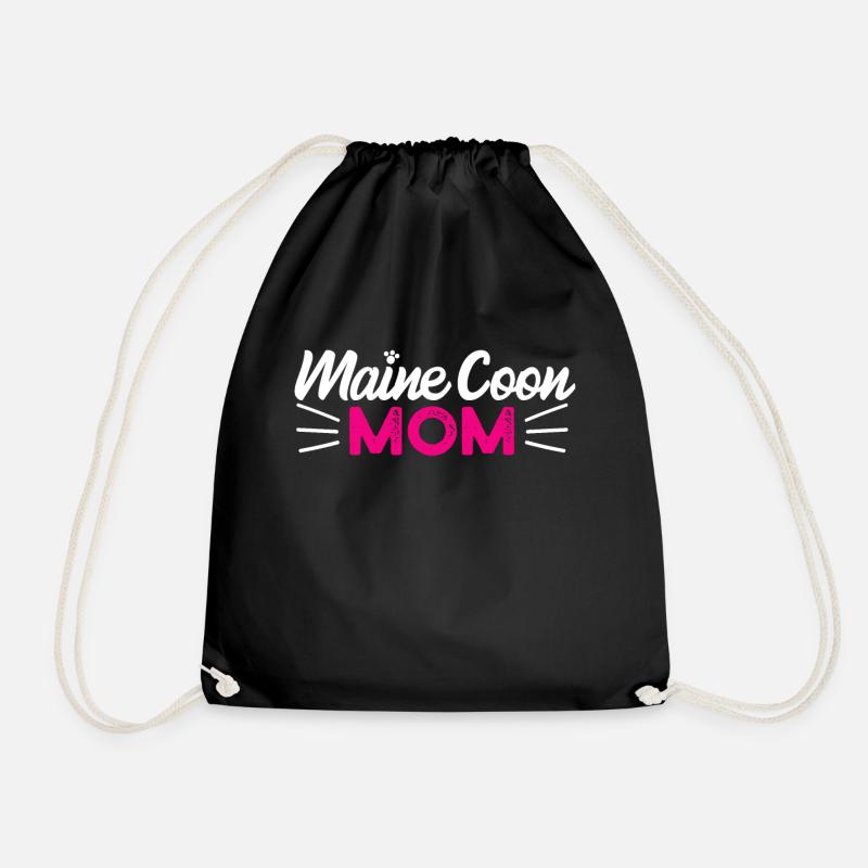 Maine Coon Cat - Drawstring Bag - black