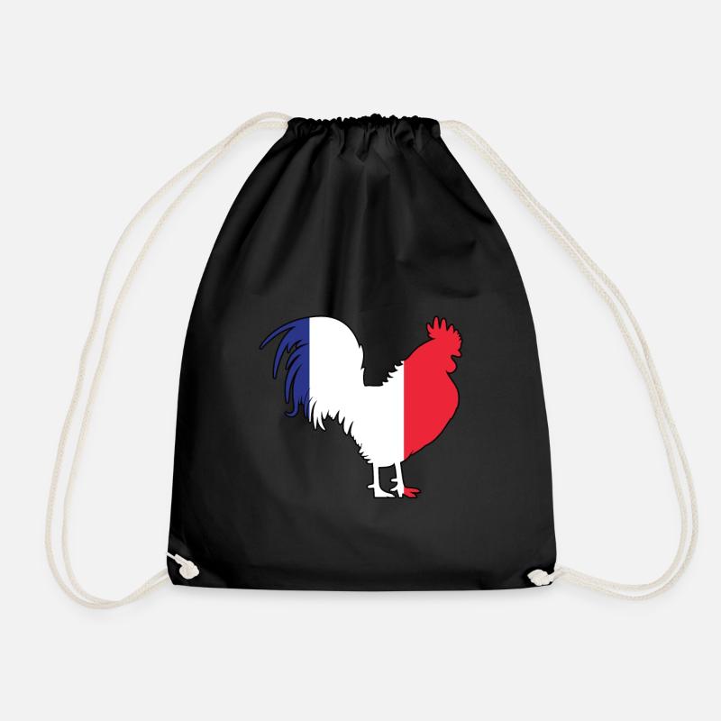 French rooster - Drawstring Bag - black