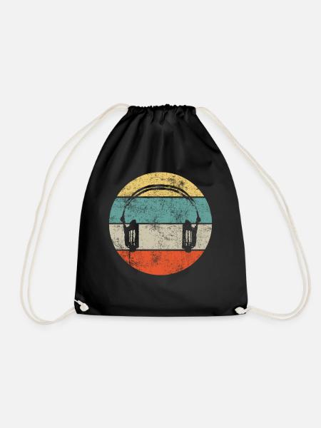 DJ headphone headset - Drawstring Bag - black