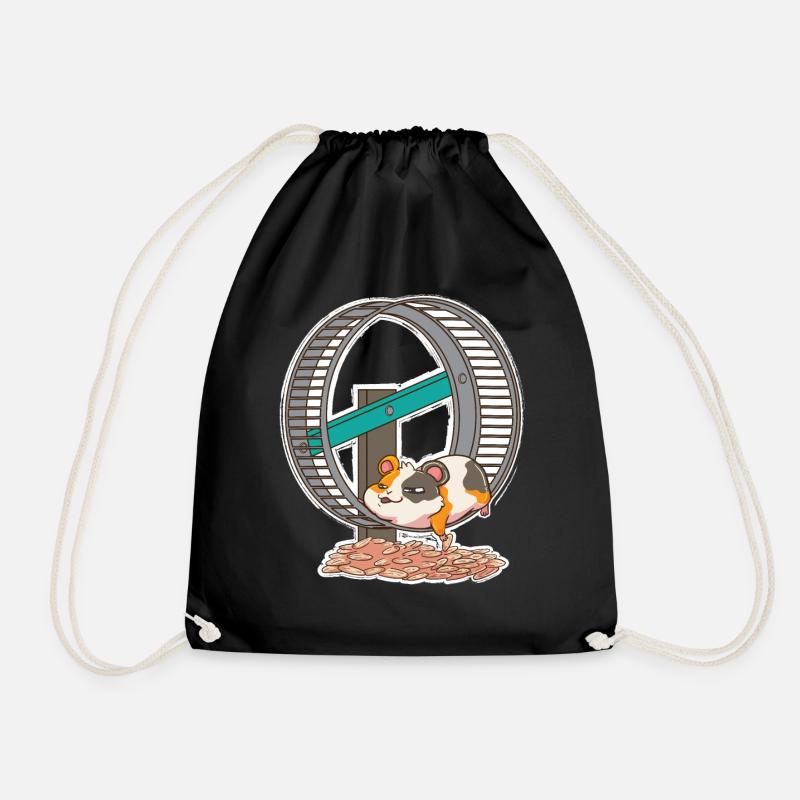 Hamster Wheel Hamster Gold Hamster - Drawstring Bag - black