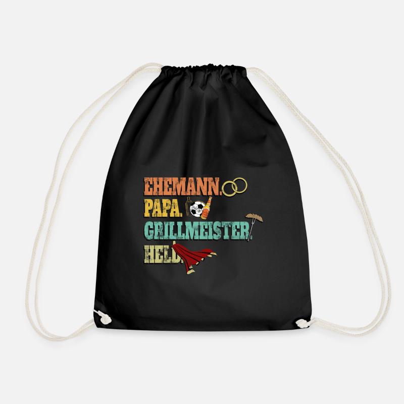 Ehemann - Papa - Grillmeister - Held - Turnbeutel - Schwarz