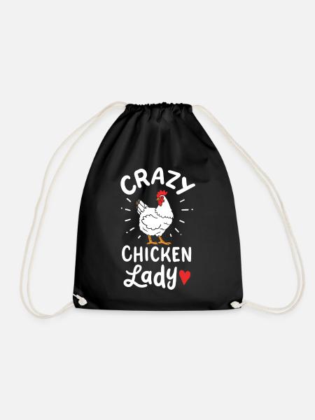 Chicken Lady - Drawstring Bag - black