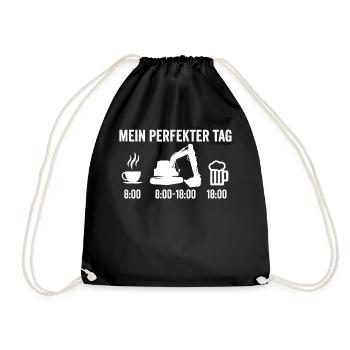 Bagger Bier Kaffee - Turnbeutel - Schwarz - Vorne