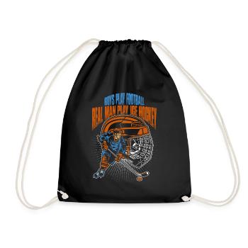 Boys Play Football Men Play Ice Hockey - Drawstring Bag - black - Front