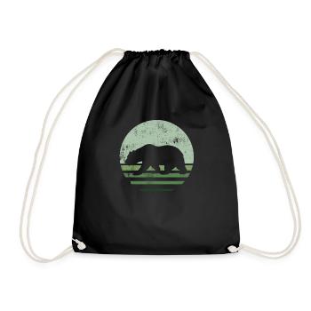 Retro Brown Bear - Turnbeutel - Schwarz - Vorne