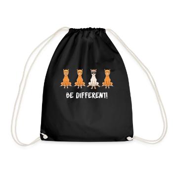 Be Different - Lama Spruch - Süßes Lama Geschenk - Turnbeutel - Schwarz - Vorne