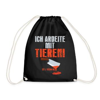 Metzger - Ich Arbeite Mit Tieren - Turnbeutel - Schwarz - Vorne