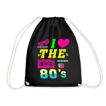 I Love The 80s Gift Clothes Women Men - Drawstring Bag - black - Front