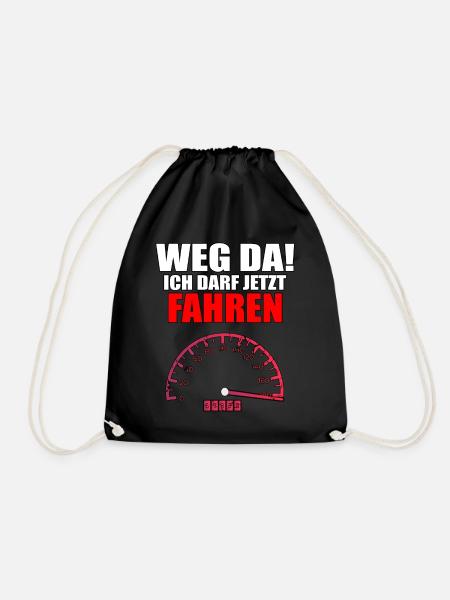 Auto Führerschein Bestanden Tacho Raser Fahranfäng - Turnbeutel - Schwarz