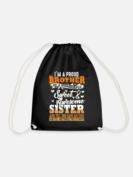 Funny gift for the brother - Drawstring Bag - black