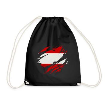 Austria flag gift Austrian - Drawstring Bag - black - Front